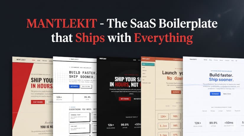 MantleKit theme preview card stack showing multiple website styles